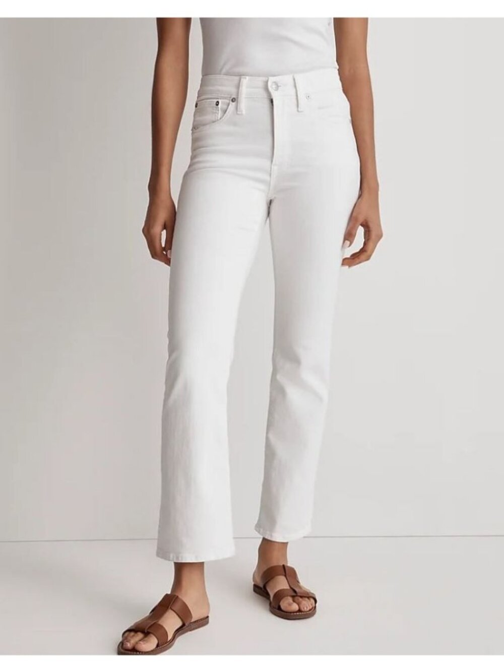 Madewell Kick Out Crop Jeans Pure White Size W32 NI961 NWT
